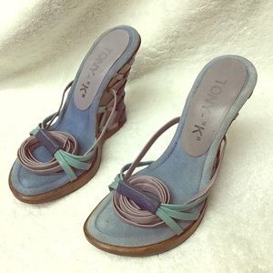 Tony K ankle wrap wedge heel